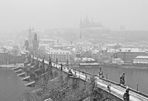 Charles Bridge in the snow