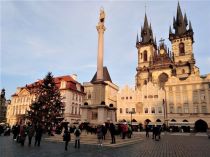 Old Town Square in Prague at Christmas in 2020